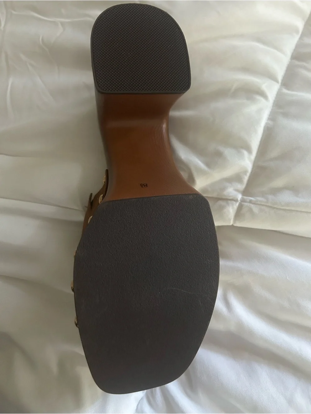 MIA Brown Suede Chunky Heel Slide Mules
